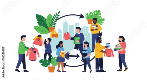 Sustainable Circular Economy: Community Engaging in Sharing, Exchanging, and Recycling Clothes, Books, and Goods