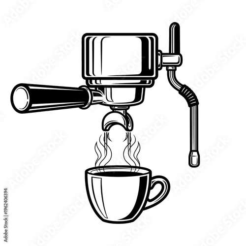 Espresso Machine Brewing Coffee Into Cup