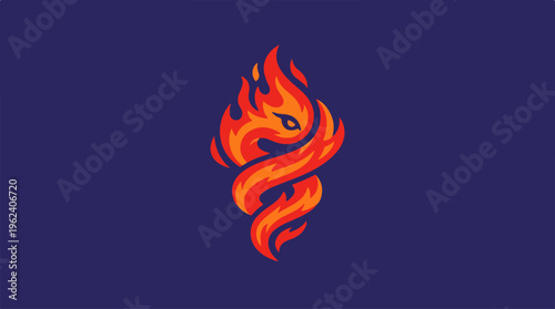 Fiery Flame Design - A Vibrant and Dynamic Illustration.