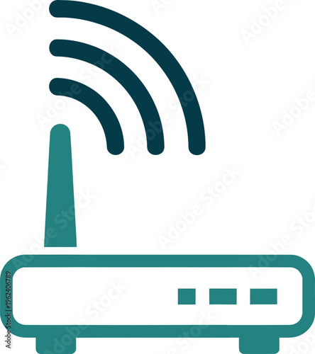 Wireless router network device sending signal vector illustration.