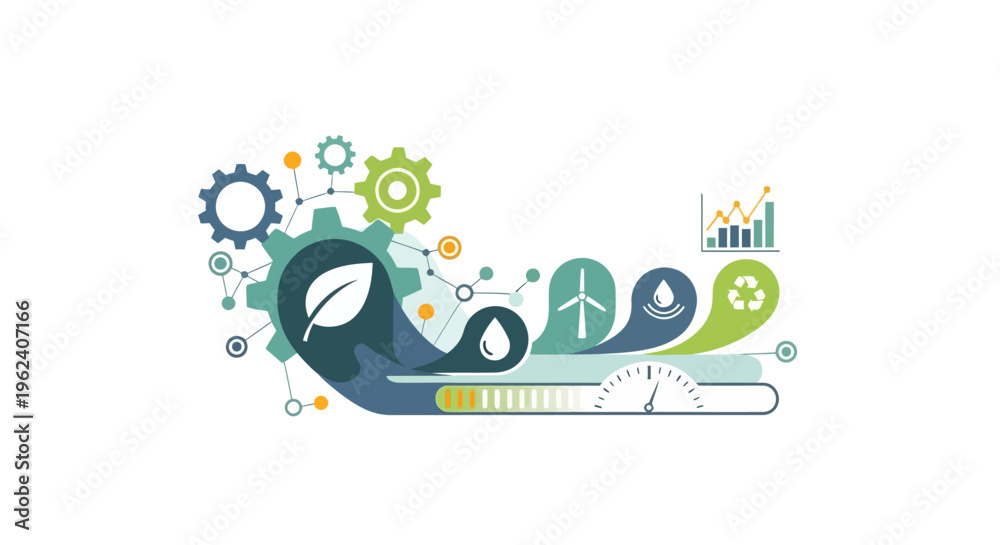 Obraz premium Sustainable Technology & Green Energy Solutions Concept. Eco-Friendly Development with Renewable Power & Environmental Progress.