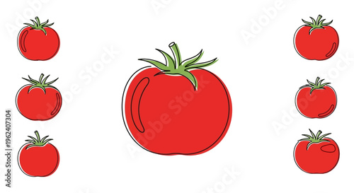 Fresh Red Tomatoes with Green Leaves.