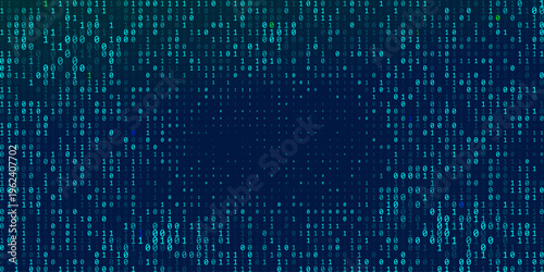 A stream of binary matrix code on the screen. numbers of the computer matrix. The concept of coding, hacker or mining of crypto-currency bitcoin. Vector illustration.