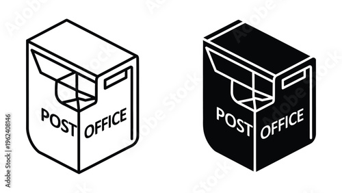 Isometric designs of post office logos with contrasting color schemes