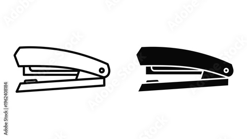 Comparison of a standard and a heavy-duty stapler design in black and white