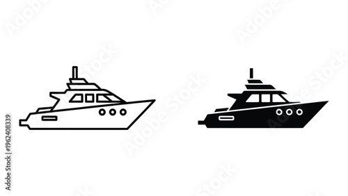 Comparison of two stylized luxury yacht silhouettes with different line weights