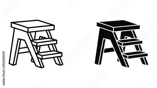 Comparison of traditional and modern a-frame step ladders in contrasting styles