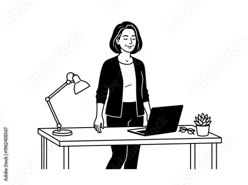 Woman Closing Laptop After Work for Digital Wellness Break