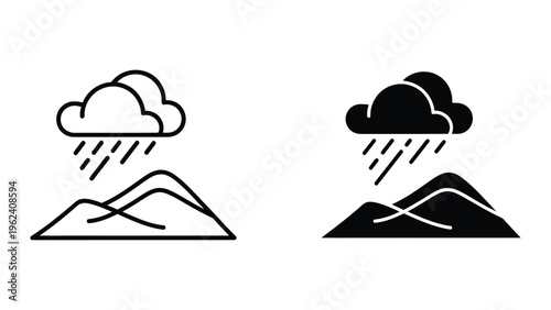 Comparison of rainfall on mountainous terrain with different visual styles