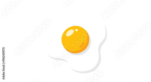 A simple, flat illustration of a fried egg. The yellow yolk is in the center with a slight highlight. The white surrounds
