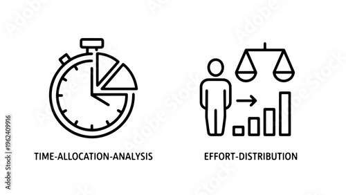 Time allocation analysis and effort distribution management icons
