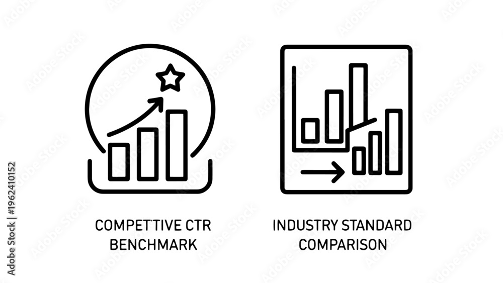 Obraz premium Competitive ctr benchmark and industry standard comparison icons