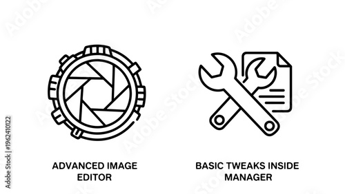 Foto Advanced image editor and basic manager tweaks vector icons set