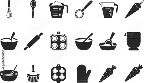 Black and white of various kitchen utensils and appliances kitchen appliances cooking tools spatula