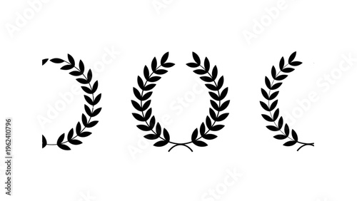 Elegant laurel wreaths forming the roman numeral ten with intricate leaf detailing and graceful curves Vector