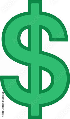 Green Dollar Sign - Symbol of Wealth and Financial Success.