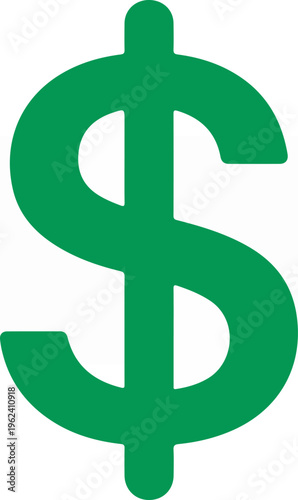 Green Dollar Sign Symbolizing Financial Transactions and Wealth.