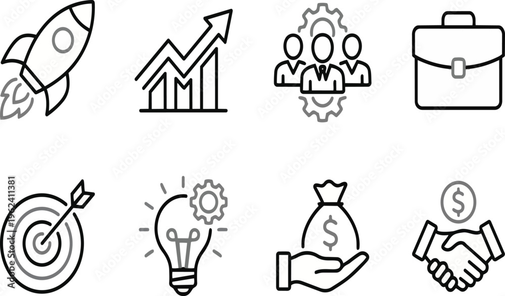 Fototapeta premium A set of business icons on transparent background