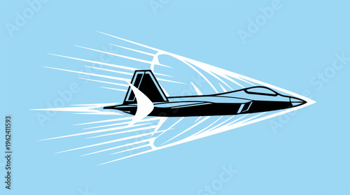 High-speed jet fighter soaring through the clear blue sky.