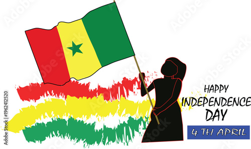 4th April - Independence day of Senegal. A colorful illustration of Senegal's flag representing European countries and national pride