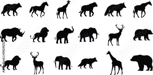 Collection of animal silhouettes featuring various species