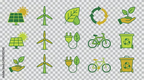 Comprehensive Set of Ecological Icons Promoting Renewable Energy Sources and Sustainable Environmental Solutions