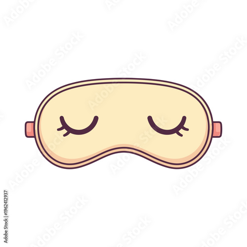 A cartoon sleep mask with closed eyes and a soft, serene expression, designed for relaxation and tranquility.