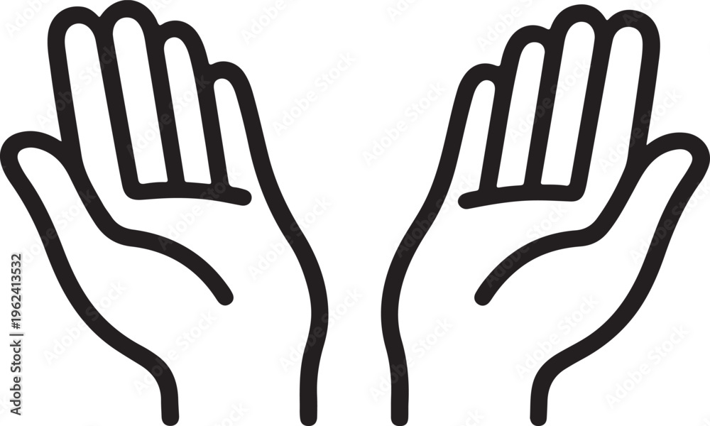 Obraz premium Open helping hands icon simple silhouette support care assistance symbol for charity concept vector