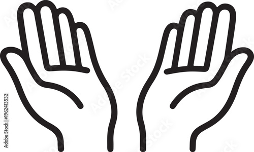 Open helping hands icon simple silhouette support care assistance symbol for charity concept vector