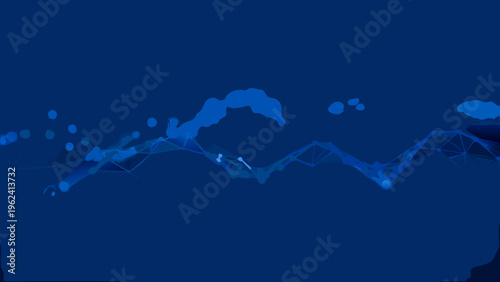 Abstract digital landscape with glowing lines and geometric shapes