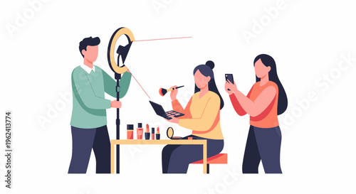 Beauty Vlogger Creating Content for Social Media.