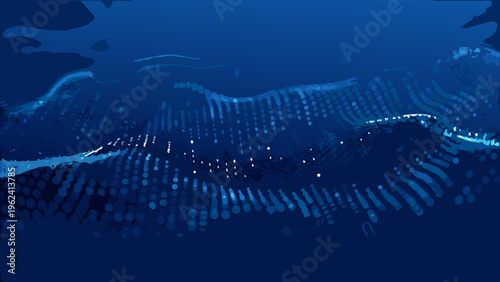 Abstract digital landscape with flowing lines and dotted patterns