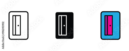 Manual pencil sharpener tool and office stationery icon set. School education equipment and blade cutter symbol. Vector Illustration.