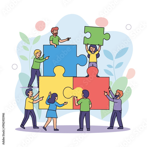 Teamwork puzzle collaboration people connecting pieces together building success