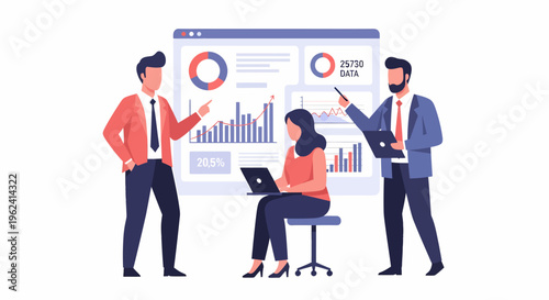 Business people analyzing data on a dashboard.