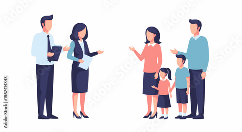 Business People and Family Group Illustration.