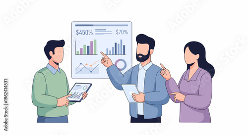 Business Team Analyzing Data and Discussing Project Strategy 1.