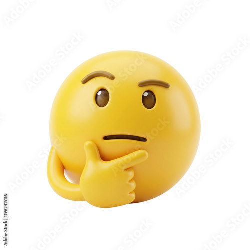 Картината върху платно Yellow 3D thinking emoji isolated
