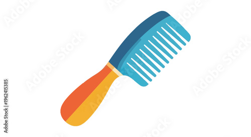 Colorful comb in vibrant hues flat design for beauty and hair care