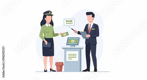 Customs Officer Inspecting Travelers Declaration.