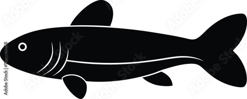 Bild auf Leinwand yoyo loach silhouette vector art illustration, black and white design
