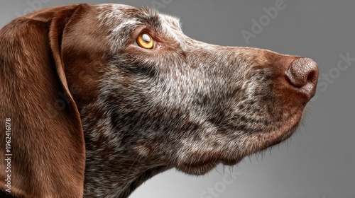 Dog with soulful eyes gazes into the distance