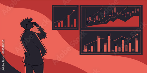 Economic downturn illustrated by falling stock market charts and worldwide financial instability.