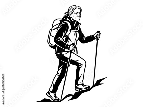 Power walking woman in active lifestyle scene