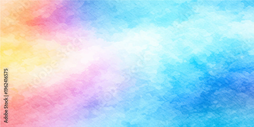 Bright abstract colorful watercolor background with a grunge paint texture and rainbow vector design on vintage paper for a bright art wallpaper decoration