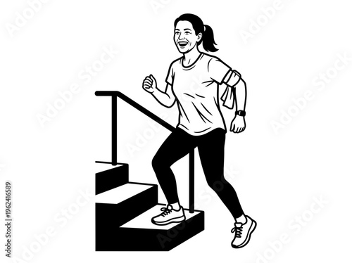 Stair cardio workout woman with energy
