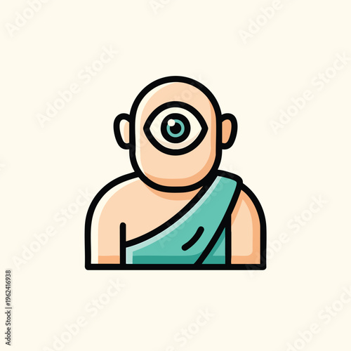 Obraz na plátně A cartoon illustration of a cyclops character, presented with a modern and minimalist design