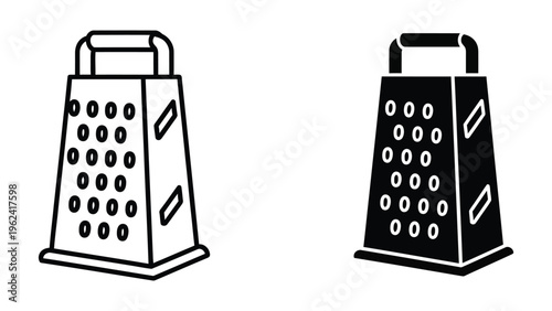Contrasting black and white grater designs displayed side by side for visual comparison