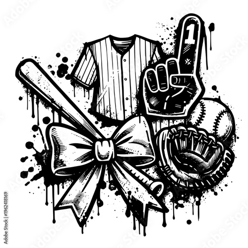 Baseball cheerleading accessories and equipment illustration