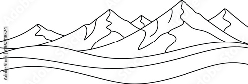 A vector illustration of a mountain landscape featuring a pair of casual leather sneakers and winter ice skate boots for sports fashion